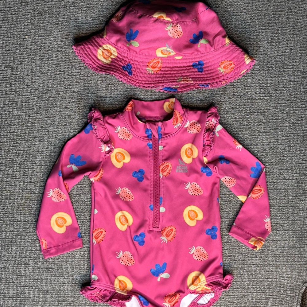Eddie Bauer Pink Baby Rashguard Set with Hat